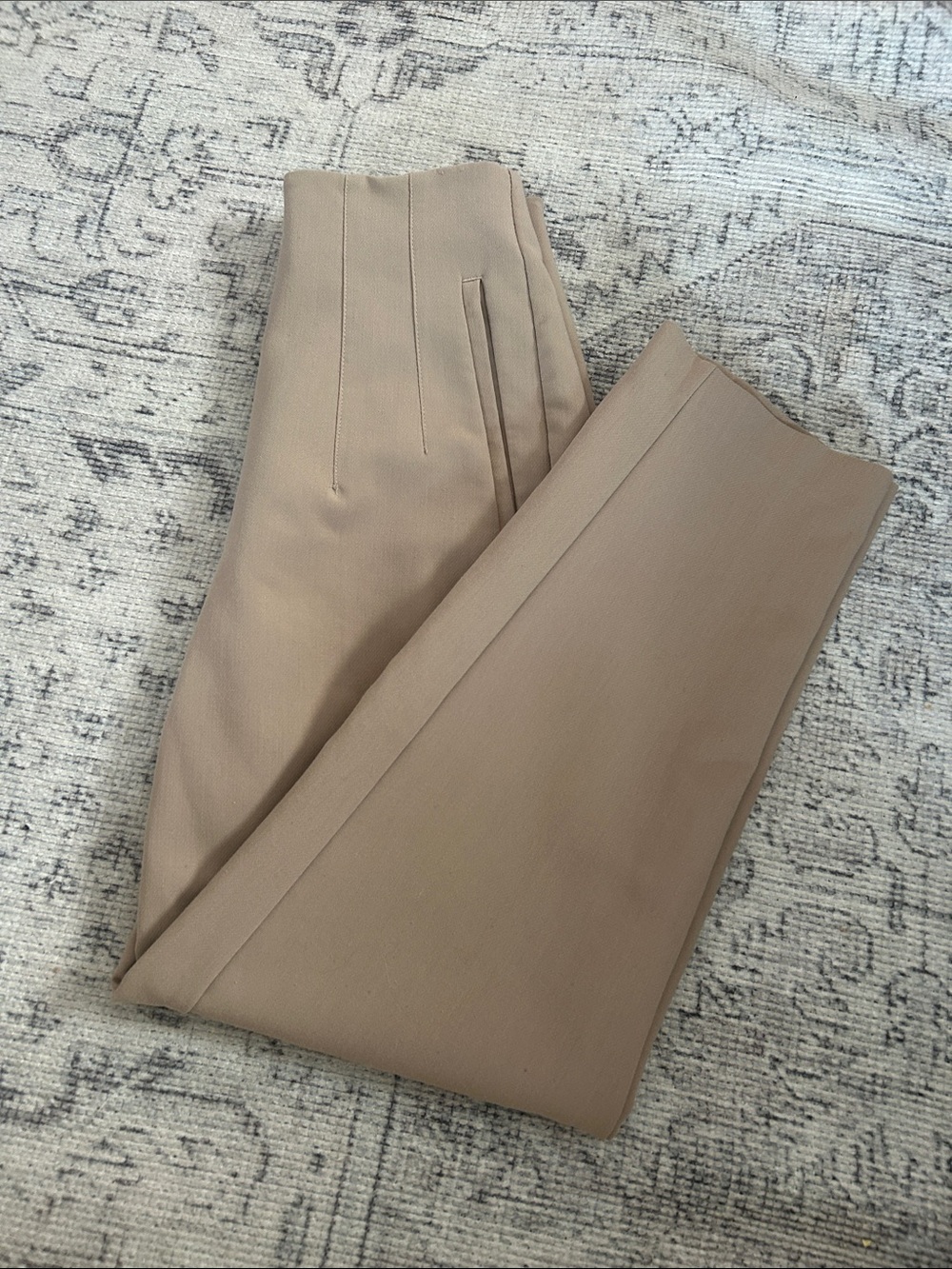 Zara Tailored High-Waist Dress Pants in Beige